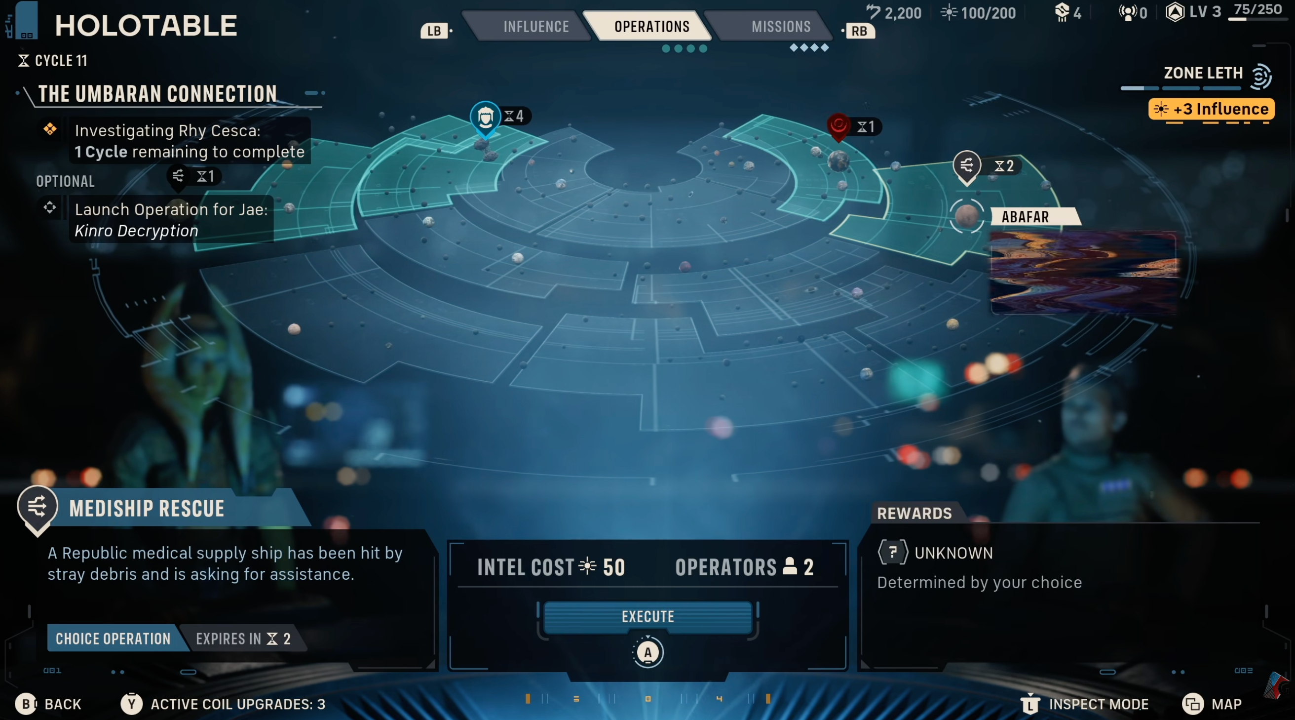 The Zero Company Holotable displaying a tactical operation map
